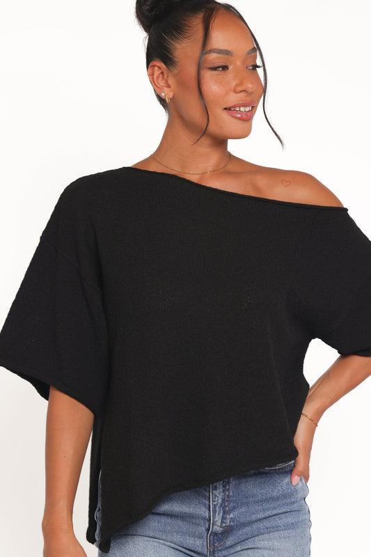 Ardena Boucle Knit Top - Black