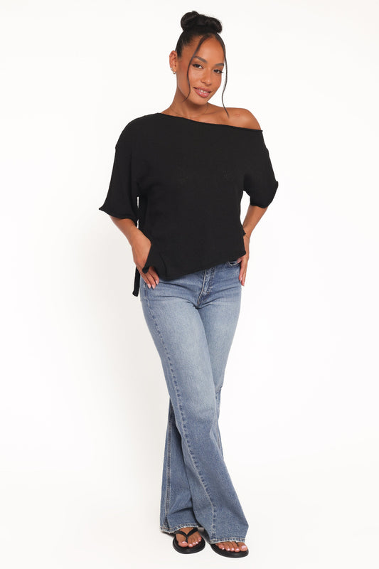 Ardena Boucle Knit Top - Black