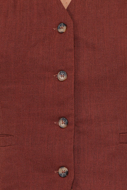 Bell Linen Vest - Brown
