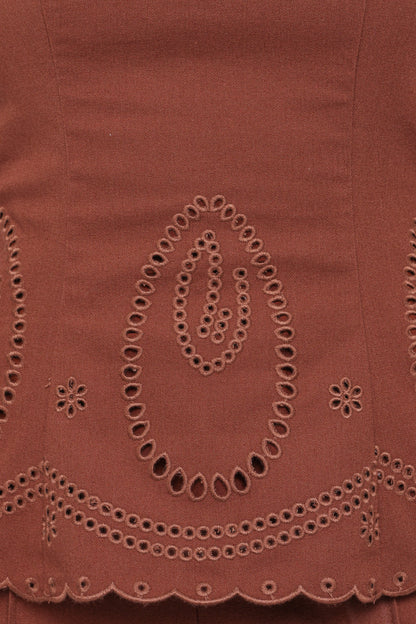 Benton Eyelet Strapless Top - Brown