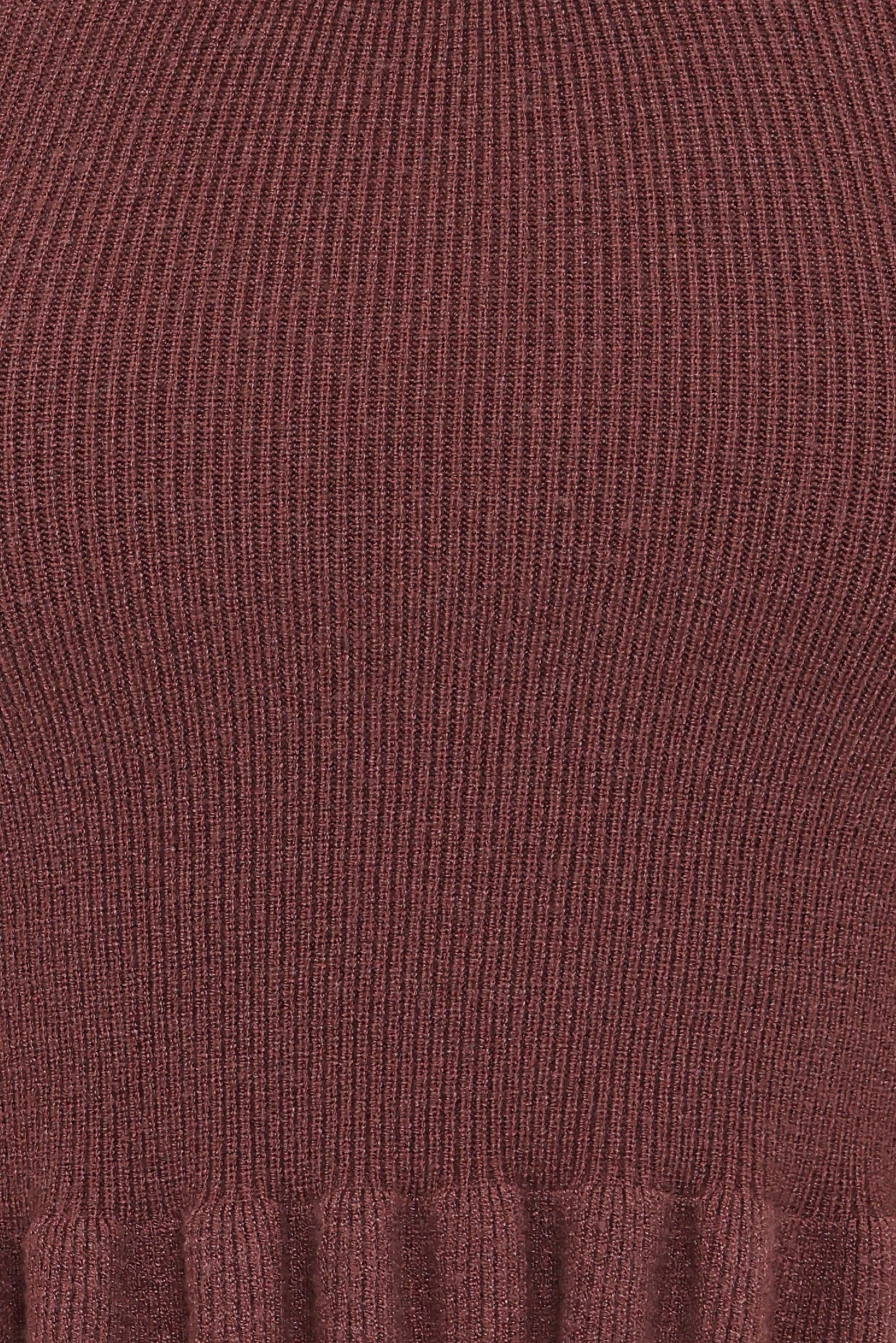Berenice Ruffle Hem Knitted Top - Brown