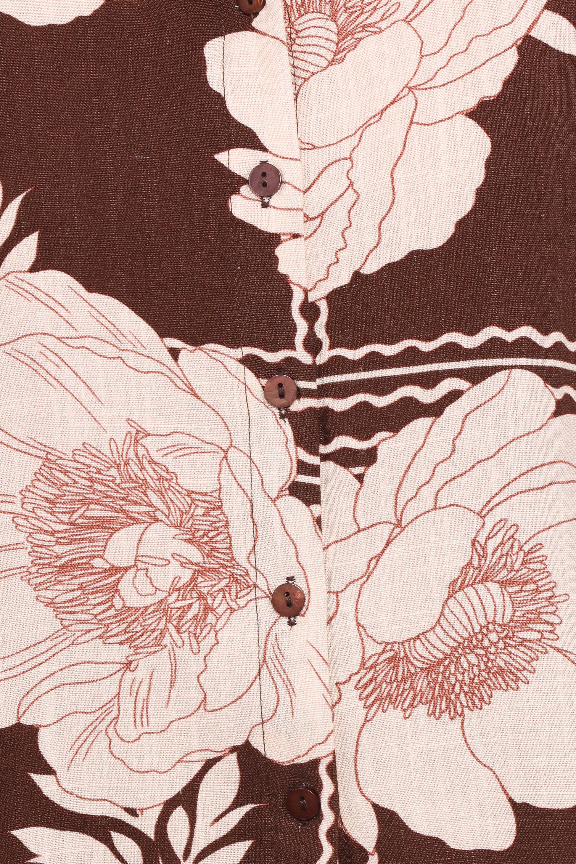 Bernadine Short Sleeve Shirt - Brown Floral
