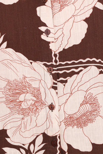 Bernadine Short Sleeve Shirt - Brown Floral