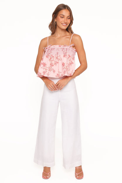 Cosima Baby Doll Top - Rose Pink Floral