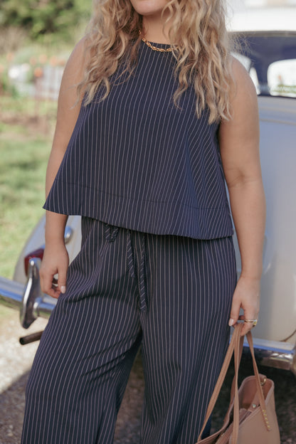 Enda Top - Navy White Stripe