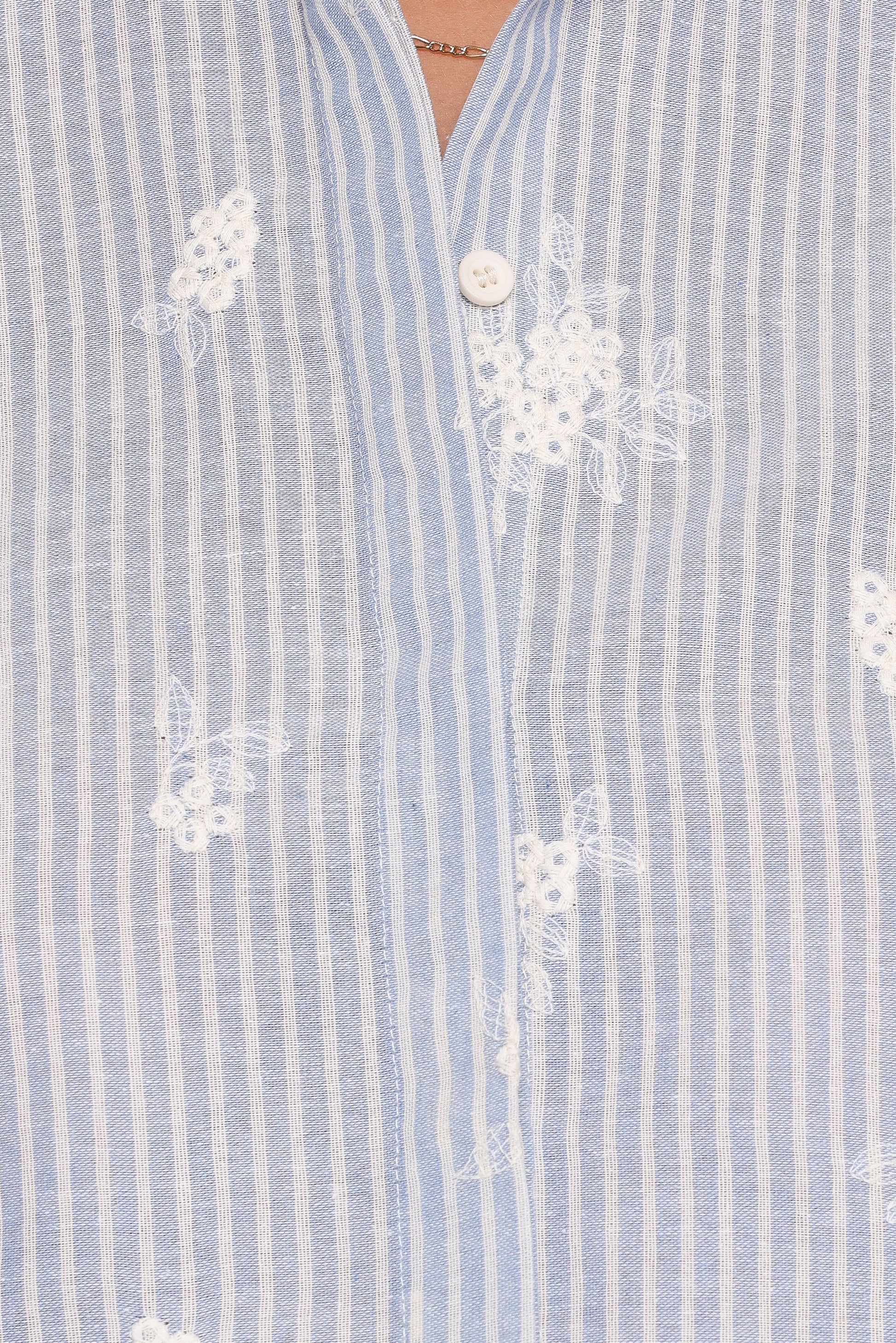 Floriana Tie Sleeve Shirt - Blue Stripe