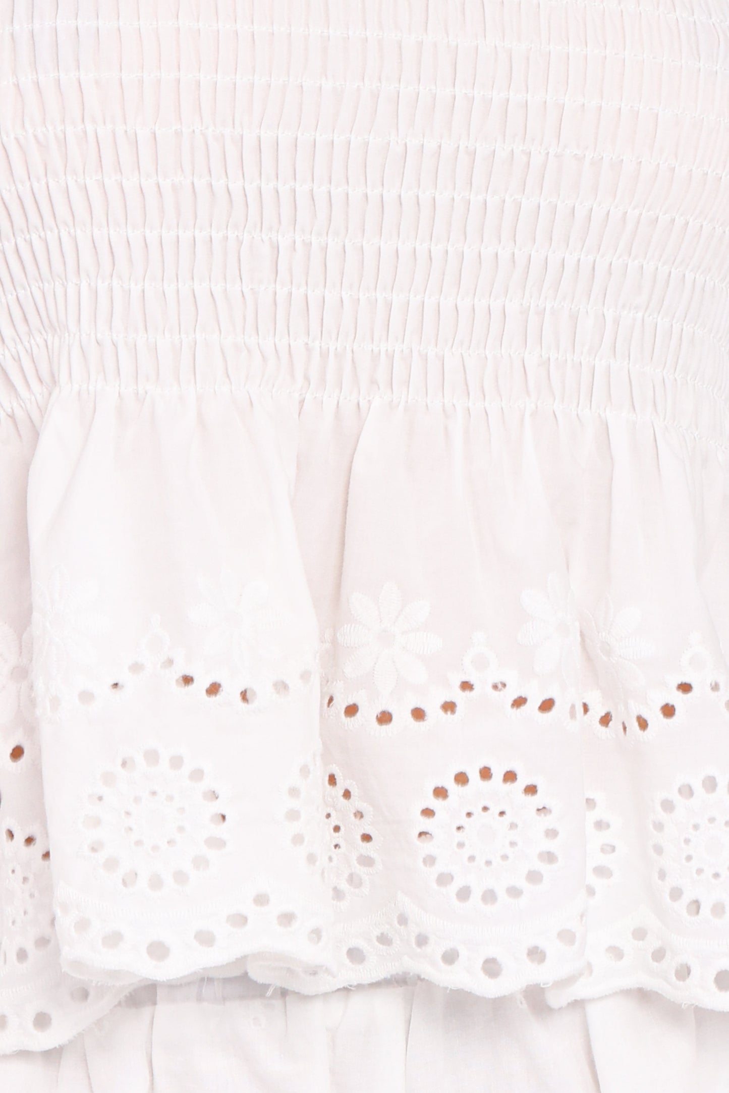 Gretal Smocked Eyelet Top - White