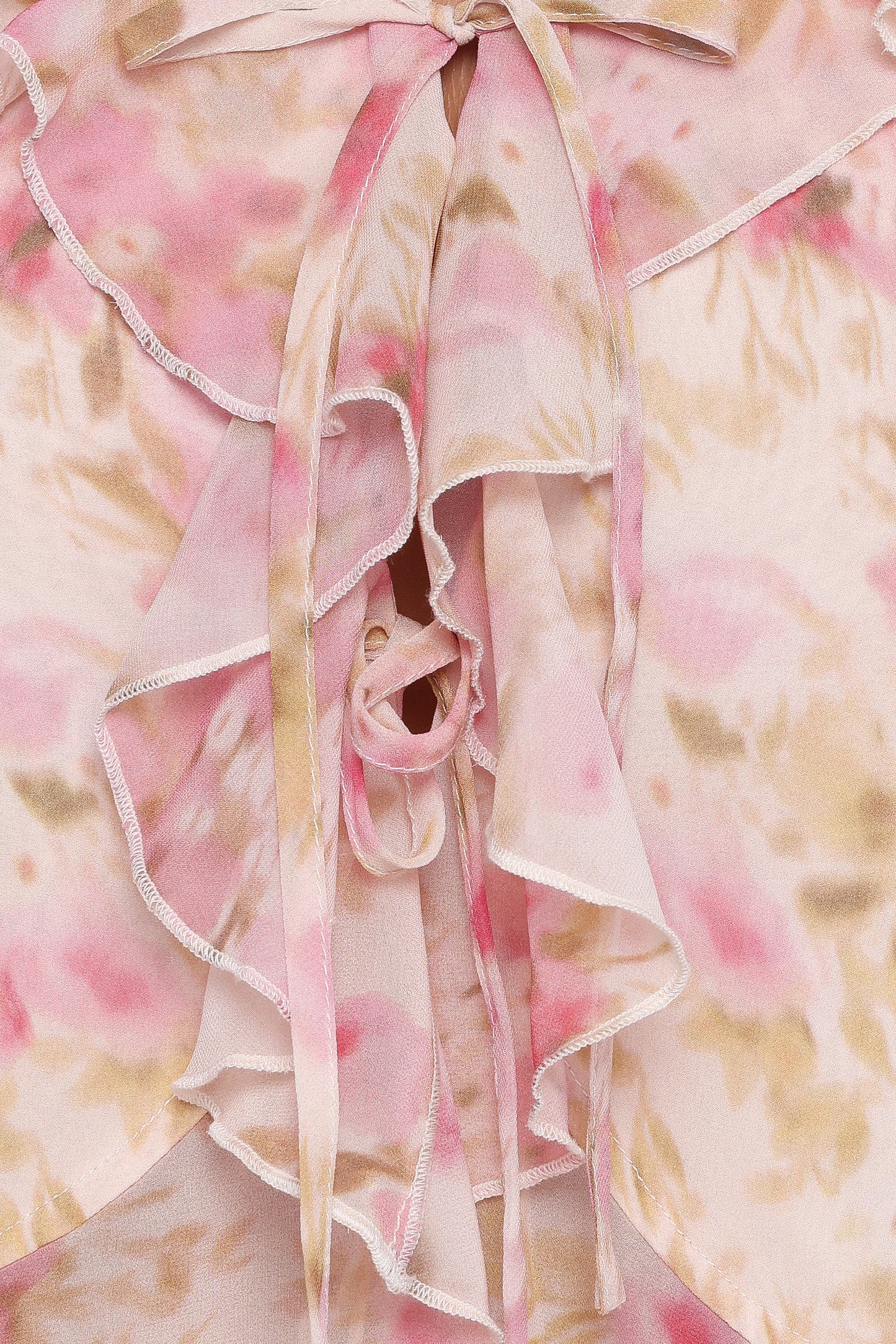 Ismena Tie Front Top - Blurred Pink Floral