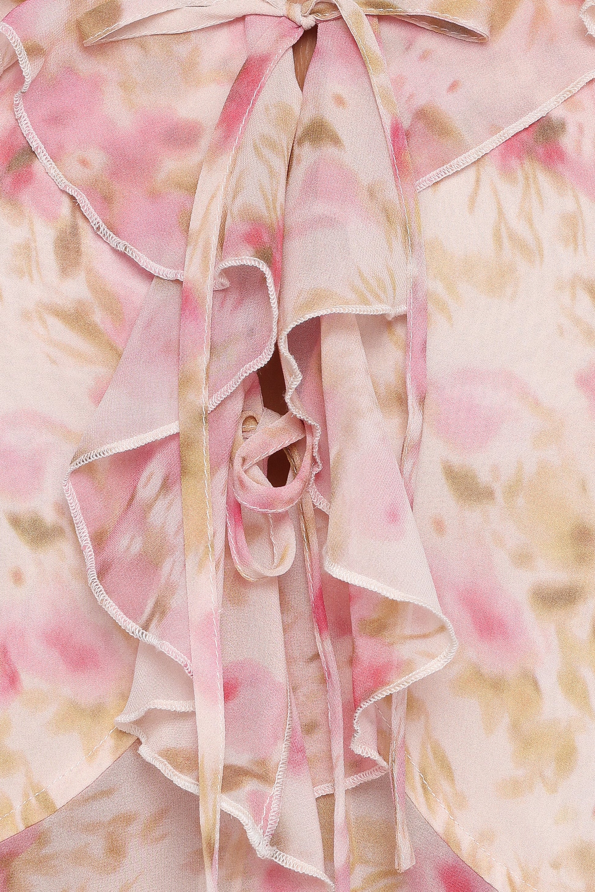 Ismena Tie Front Top - Blurred Pink Floral