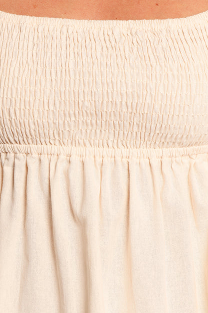 Jemima Puff Sleeve Top - Beige
