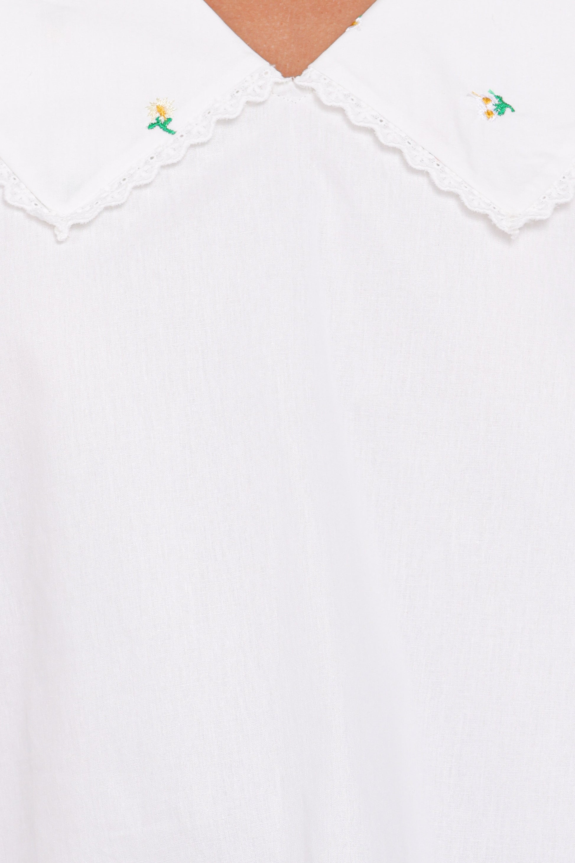 Kenna Embroidered Long Sleeve Top - White Floral