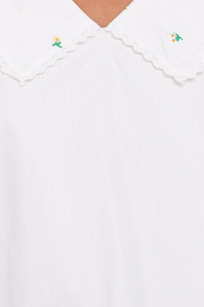 Kenna Embroidered Long Sleeve Top - White Floral
