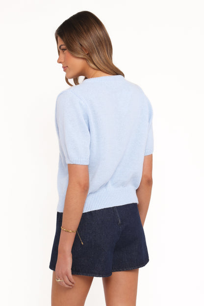 Koskie Tie Knit Top - Blue