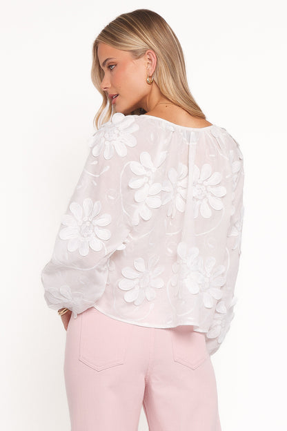 Leire Embroidered Blouse - White