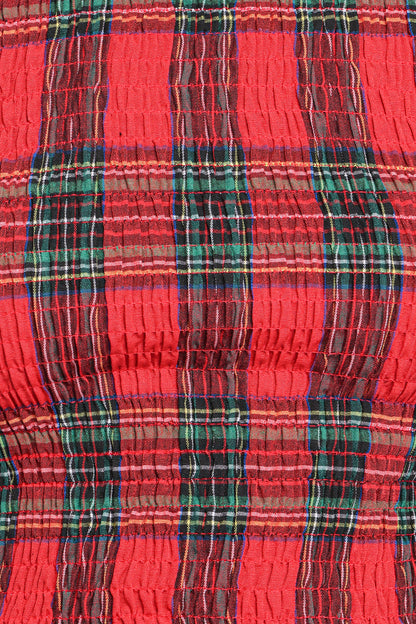 Lillee Ruched Top - Red Plaid
