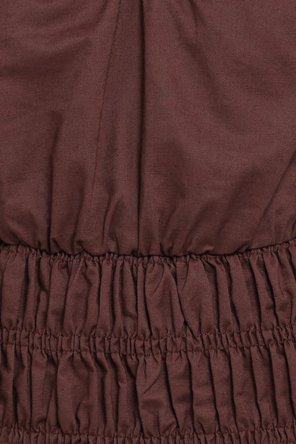 Lucilla Shirred Waist Top - Chocolate