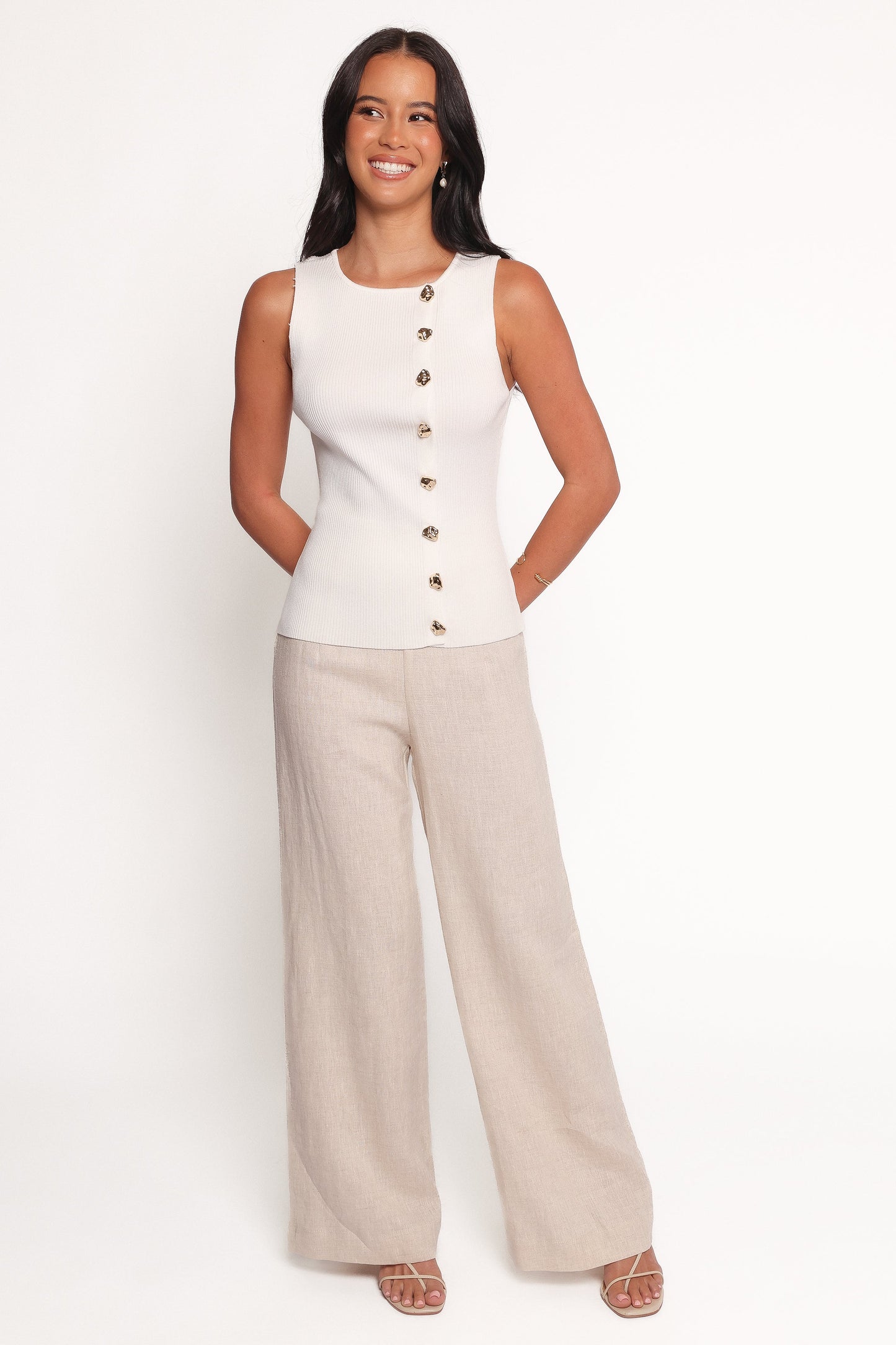 Lysa Knit Vest Top - White