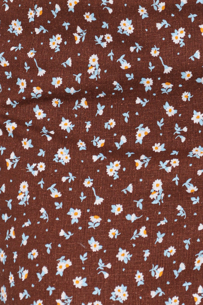 Madison Linen Cropped Tank - Brown Floral