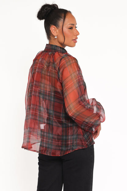 Marni Organza Top - Red Plaid
