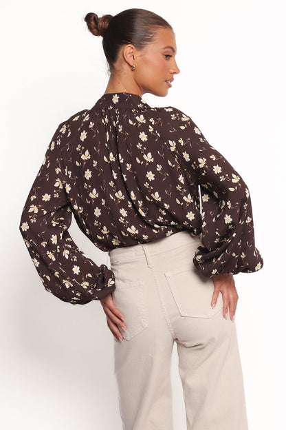 Marni Top - Brown Ditsy