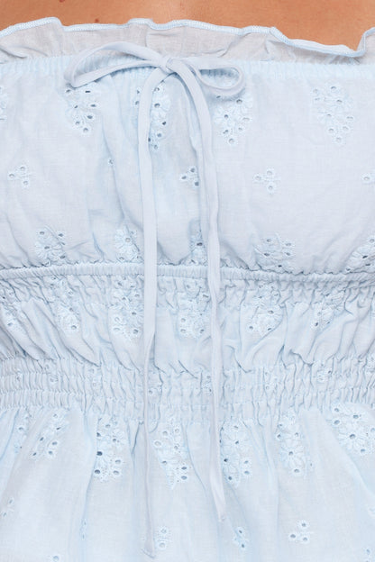 Melissa Peplum Top - Pale Blue