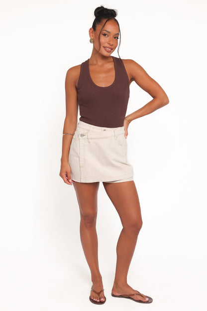 Miles Racerback Rib Knit Tank Top - Espresso