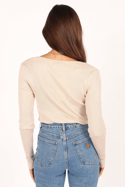 Shani Ribbed Knit Top - Oatmeal