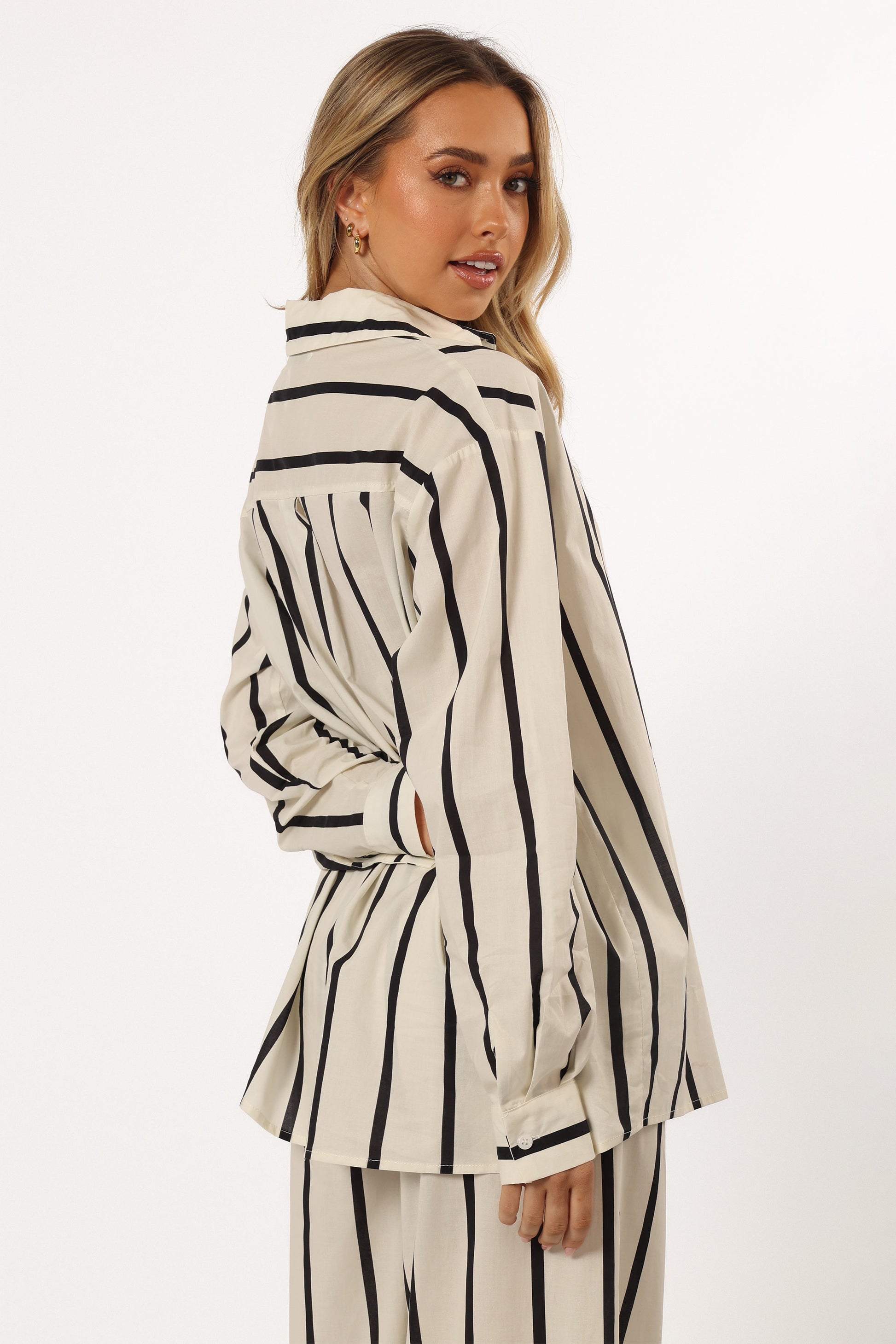 Silvia Button Down Shirt - Cream Stripe