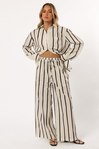 Silvia Button Down Shirt - Cream Stripe