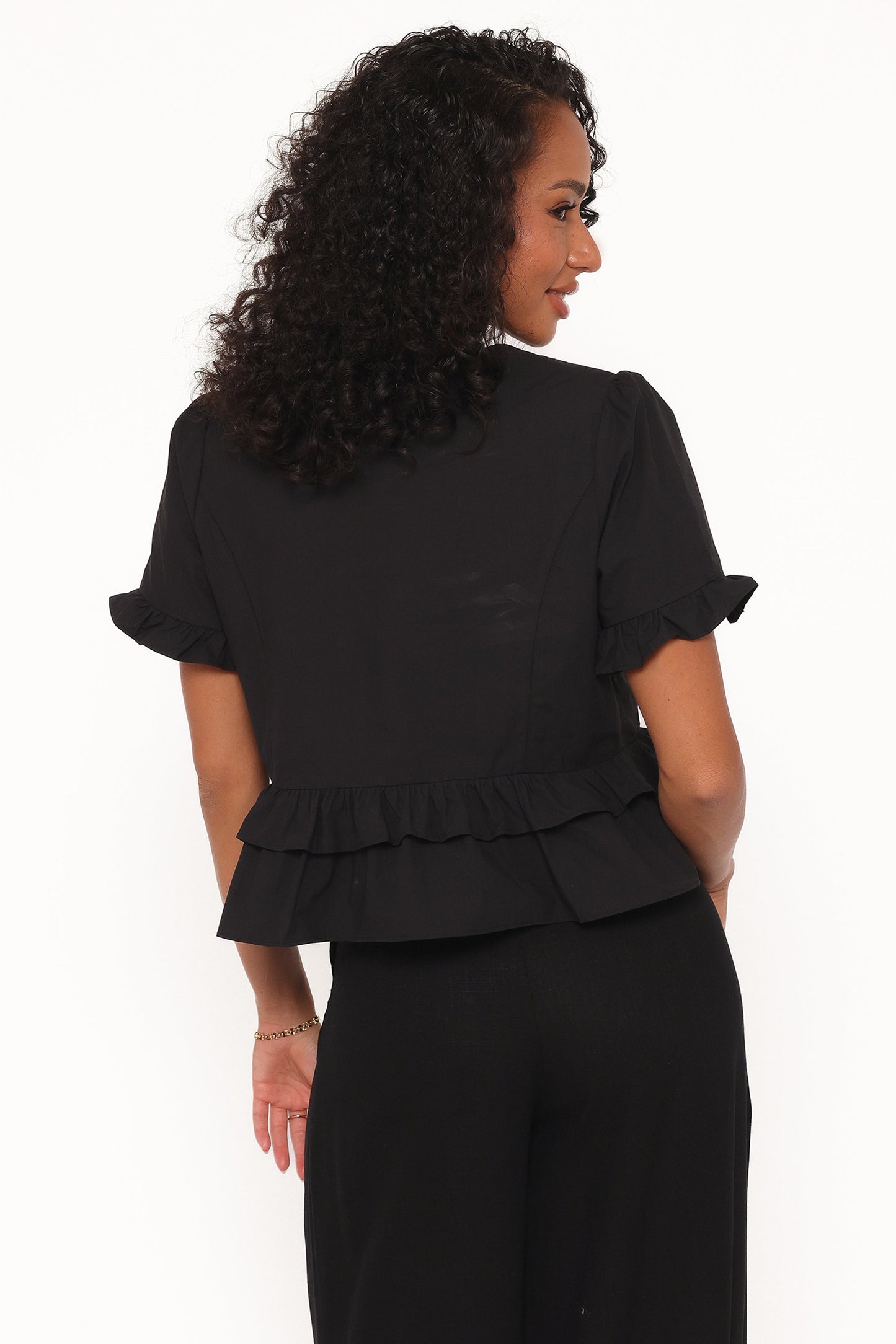 Sorcha Peplum Top - Black