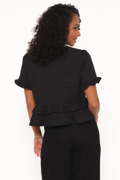 Sorcha Peplum Top - Black