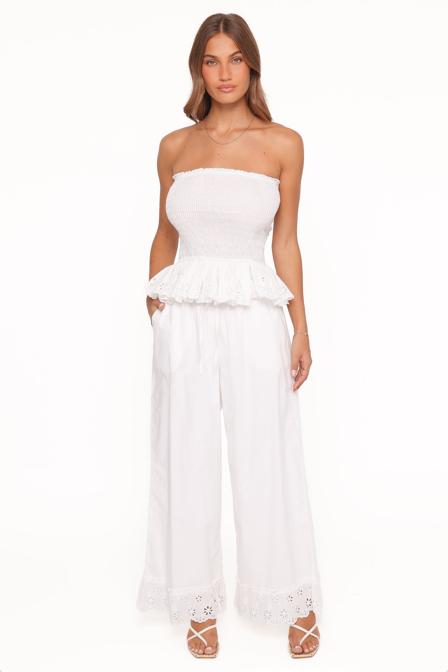 Stori Shirred Top - White Broderie