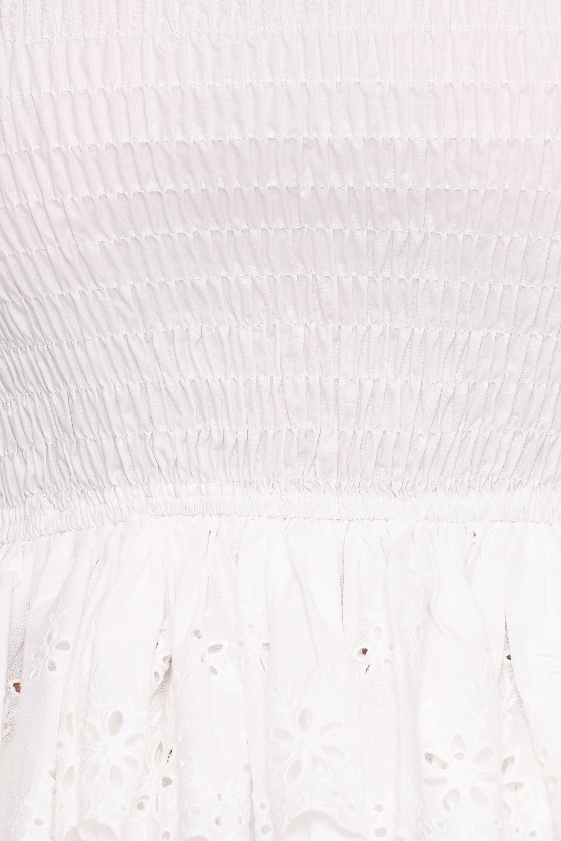 Stori Shirred Top - White Broderie