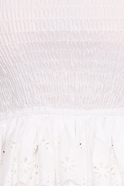 Stori Shirred Top - White Broderie