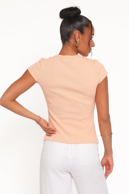 Tatum Asymmetrical Knit Top - Coral