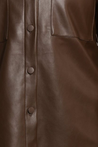 Trevira Faux Leather Shirt - Brown