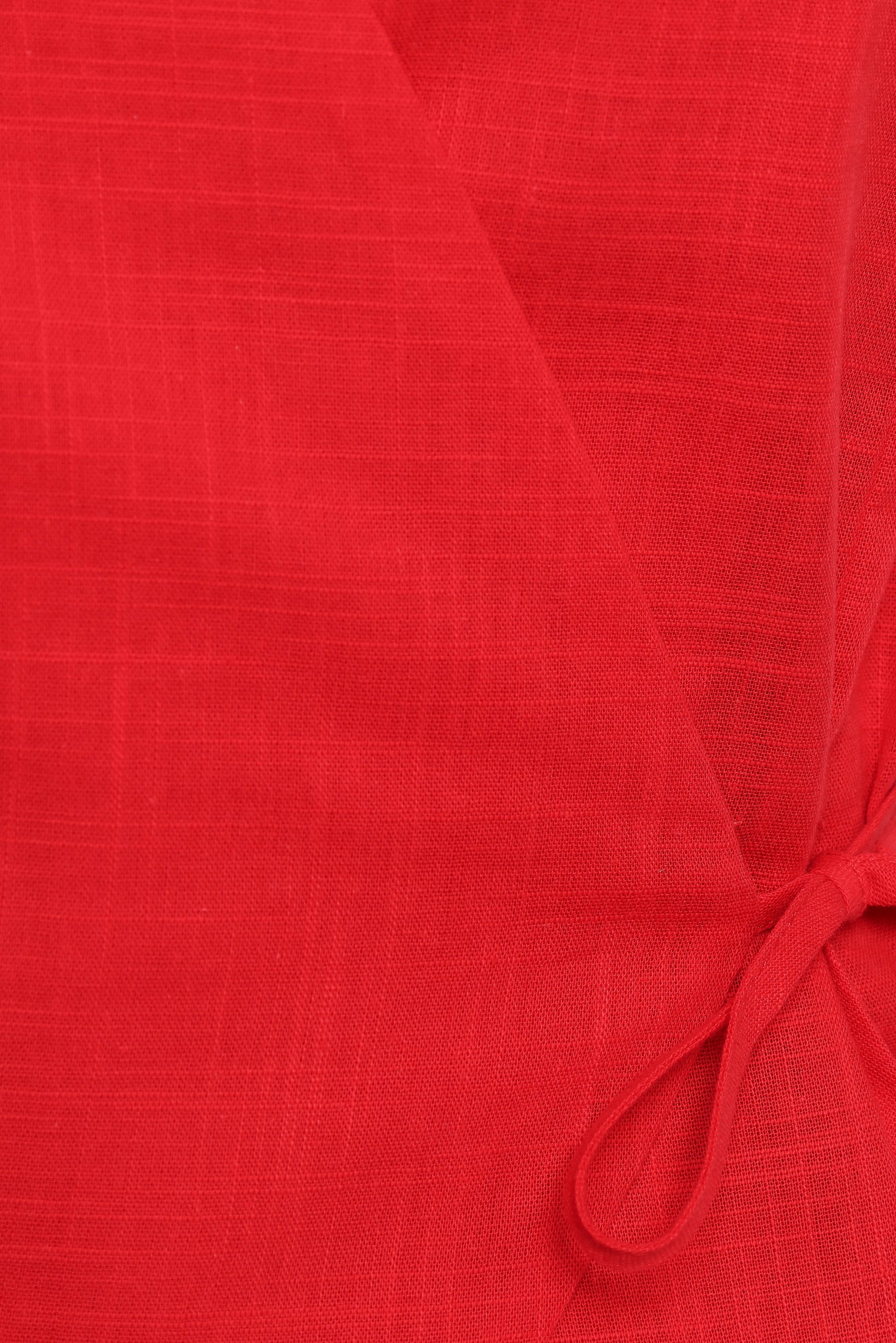 Vanni Wrap Front Linen Top - Red