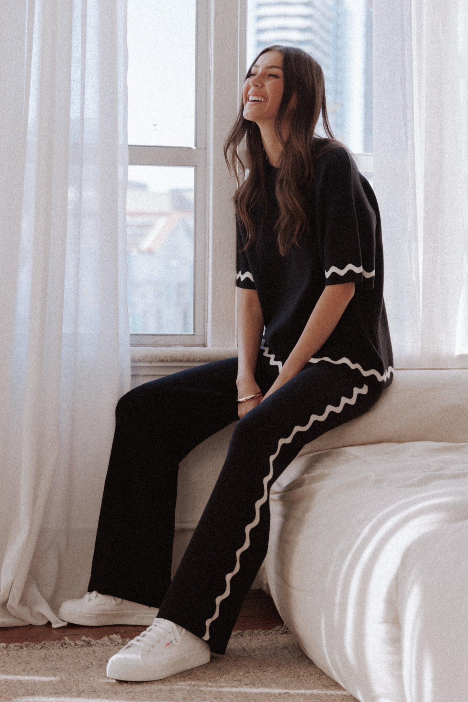 Vespa Knitted Tee - Black White